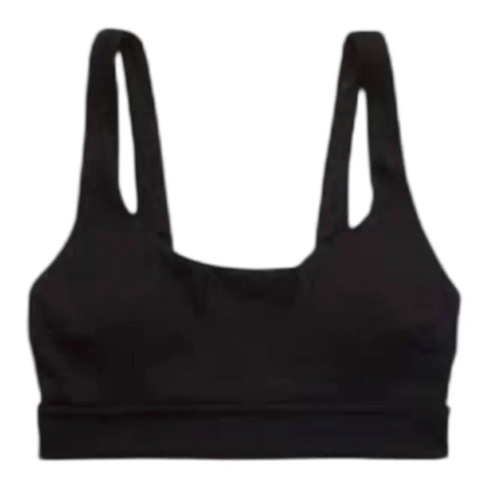 Aerie Bikini Wide Strap Scoop Bikini Top Large Black Scoop Neck Removable Cups